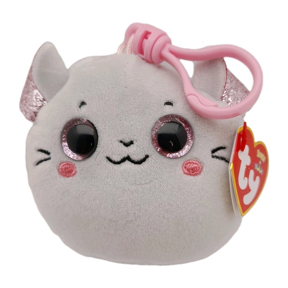 TY Mini Beanie Squishies Squish-A-Boos Catnip the Mouse Clip On Plush 3" MWMTs